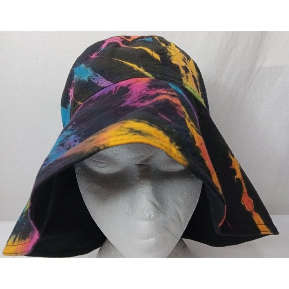 Clea Ray Bucket Hat Reversible Tie Dye Black Pink Blue Purple One Size Rayon - Picture 3 of 16